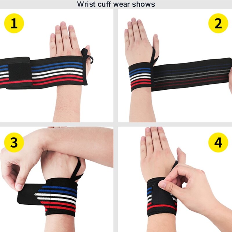 1pc Long Sport Wrist Support Nylon Elastic Adjustable Fitness Wristband Gym Strap Protection Sportswear With Thumb Loop