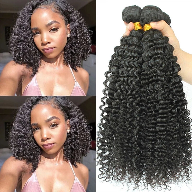 8-24 Inch Peruvian Kinky Curly Hair Bundles 1/3/4 Bundles Remy Human Hair Weave Extensions Natural Color Dyed And Permed Freely