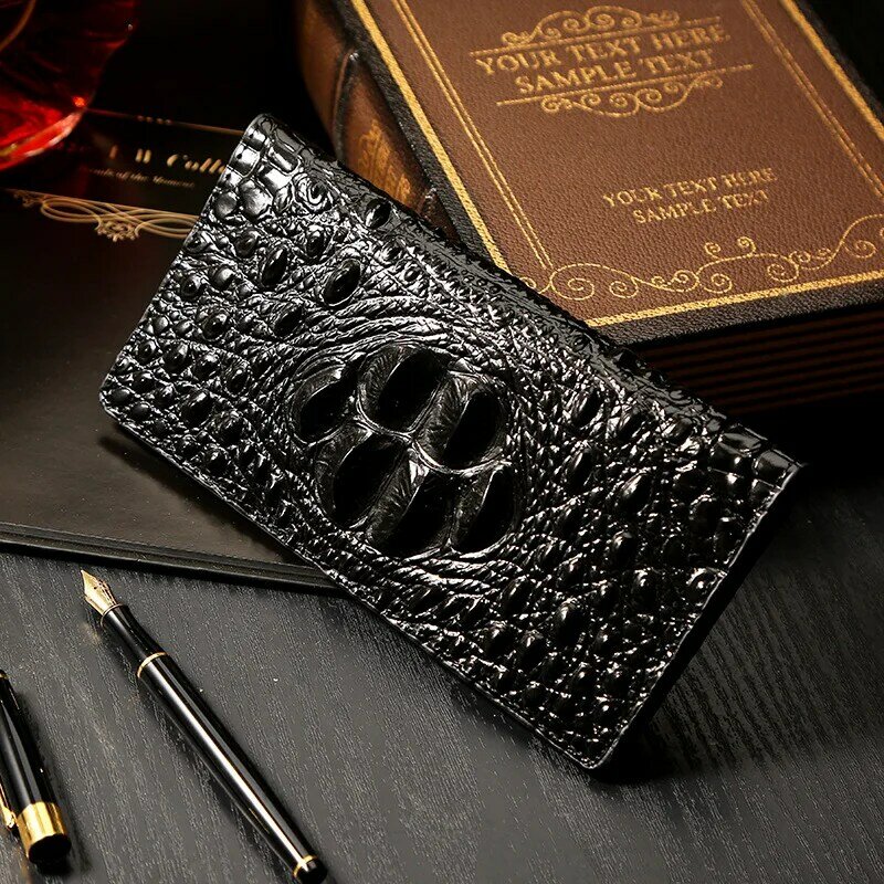 Men's Genuine Leather Long Wallet Day Clutch High Quality Male Purse Soft Cards Holder Casual Phone Case Long Purse for Man