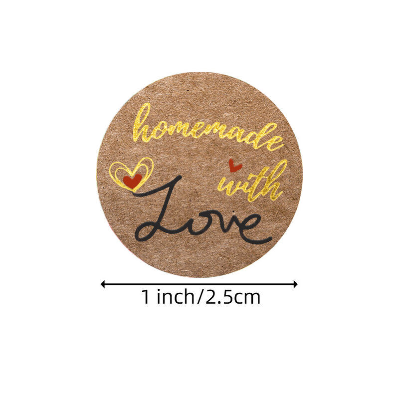 500Pcs gold foil homemade with love sticker scrapbooking for christmas gift decoration sticker roll for offer stationery sticker