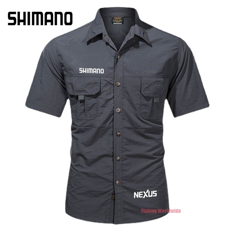 Shimano-camisas de pesca finas para hombre, ropa de manga corta para acampada, senderismo y pesca al aire libre, secado rápido, verano, 2021