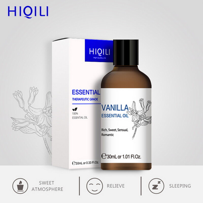 Hiqili 1oz óleos essenciais de baunilha com 30ml, óleo difusor de aroma, cavalo, chá, árvore de alecrim, eucalipto, capim-limão, óleo