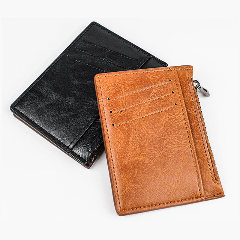 Fashion Creative Zipper Coin Purse Card Holder Pu Leather Multifunctional Bank Card Holder Mini Change Bags Gift For Boyfriend