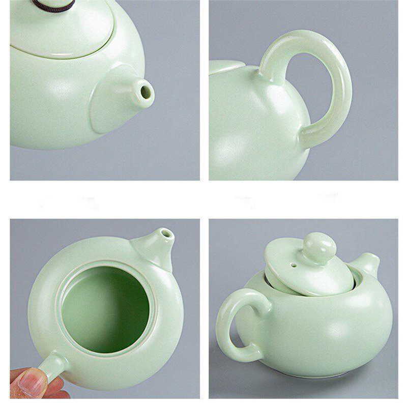 Juego de té de cerámica con bolsa de viaje, suministros de Arte de té chino, tetera, juego de bandeja de té japonés con bolsa de regalo