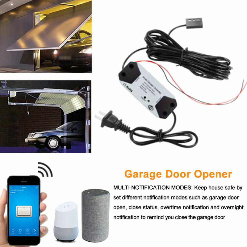 Controlador inteligente de apertura de puerta de garaje, interruptor WiFi, funciona con Alexa, Echo, Google Home, SmartLife/Tuya, Control por aplicación, No requiere Hub