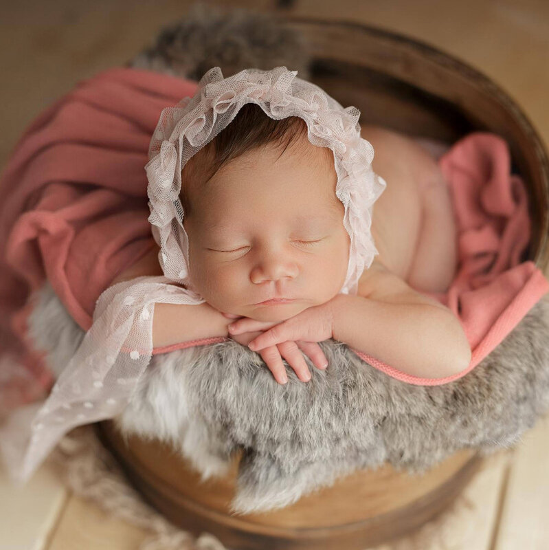 Touca para fotografia de bebê recém-nascido, adereços, touca de renda