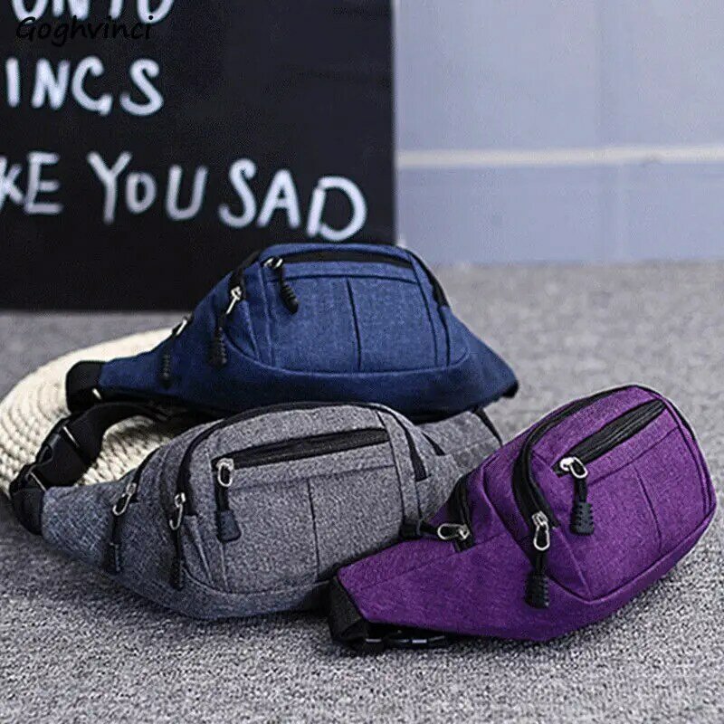 Waist Pack Bags Casual Functional Money Phone Belt Bag Unisex Canvas Hip Fanny Pouch Handbags Couple Solid Harajuku Cargo Trendy