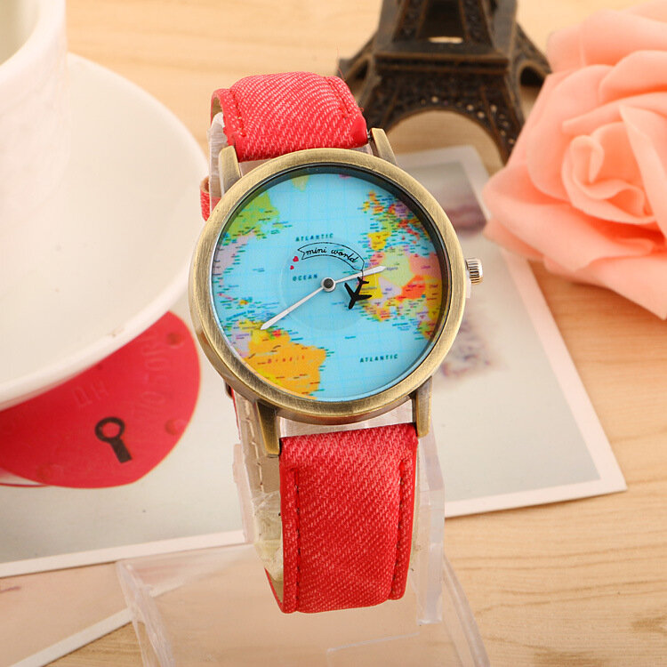 Vintage Denimผ้าใบเครื่องบินนาฬิกาผู้ชายควอตซ์นาฬิกาข้อมือสุภาพสตรีนาฬิกาของขวัญคู่นาฬิกาRelogios ...