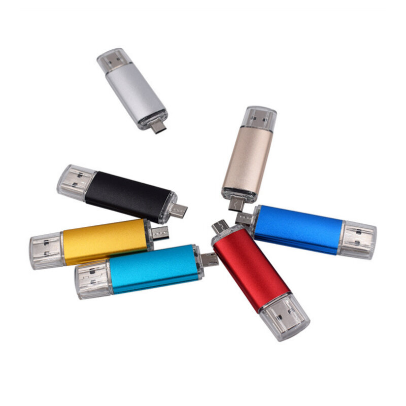Custom LOGO Metal Multicolor OTG USB Flash Drive Pen Drive 4gb 8gb 16gb 32gb 64gb Pendrive USB2.0 Stick for Smart Phone/PC Gifts
