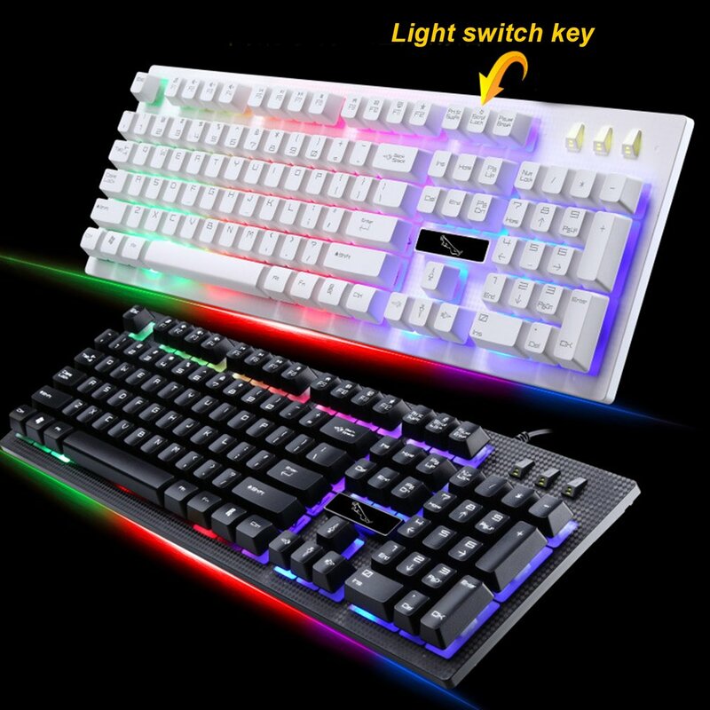 G20 usb prendido teclado mecânico suspenso com led rgb colorido backlight gaming teclado à prova dwaterproof água para computador