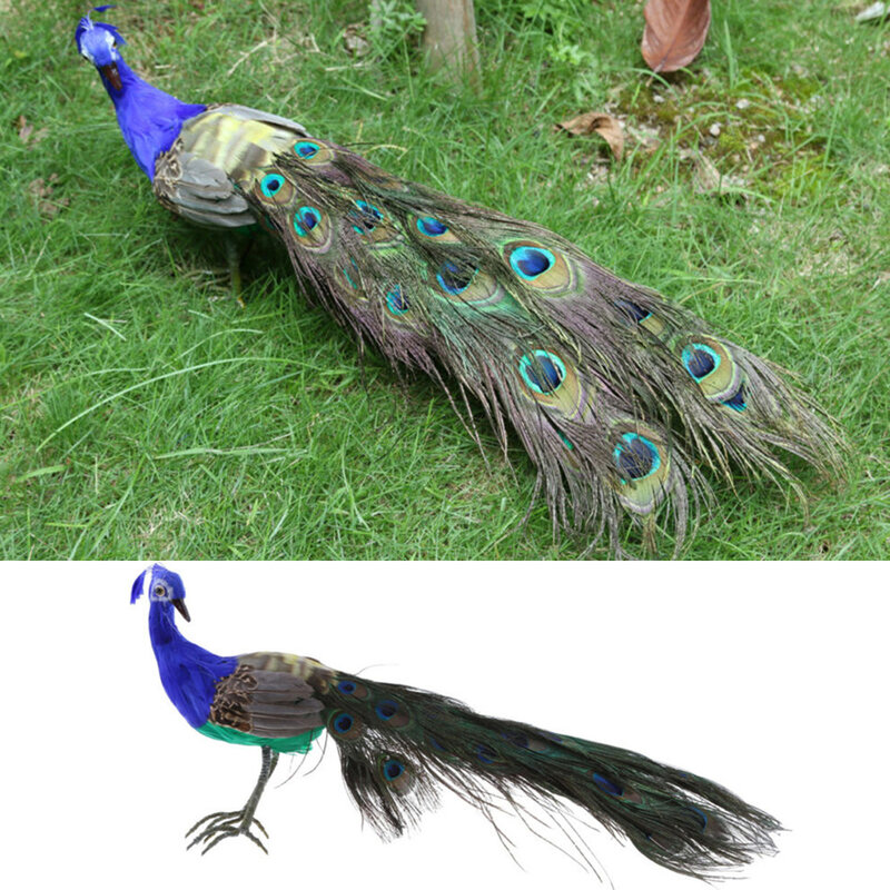 ประดิษฐ์ Handmade นกยูง Feathered ที่สมจริงสวนการตกแต่งบ้านเครื่องประดับของขวัญสร้างสรรค์อุปกรณ์ประกอบฉากการถ่ายภาพงานฝีมือประติมากรรม
