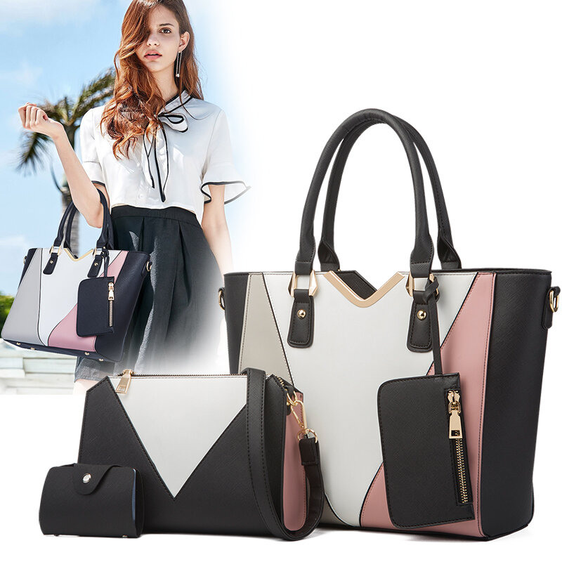 Women's Handbag Geometric Splicing Hand Bags Large Capacity Ladies Bags Fashion Tote Bag 2021new Fashionable Shoulder Bags