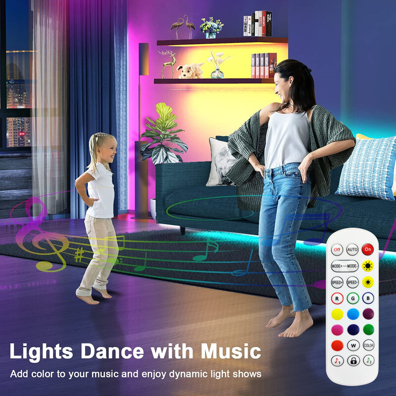 Bande lumineuse LED Bluetooth à 44 touches RGB 5050 Fita, 16.4-98.4 pouces, décoration de noël pour arrière-plan de la télévision et de la chambre à coucher