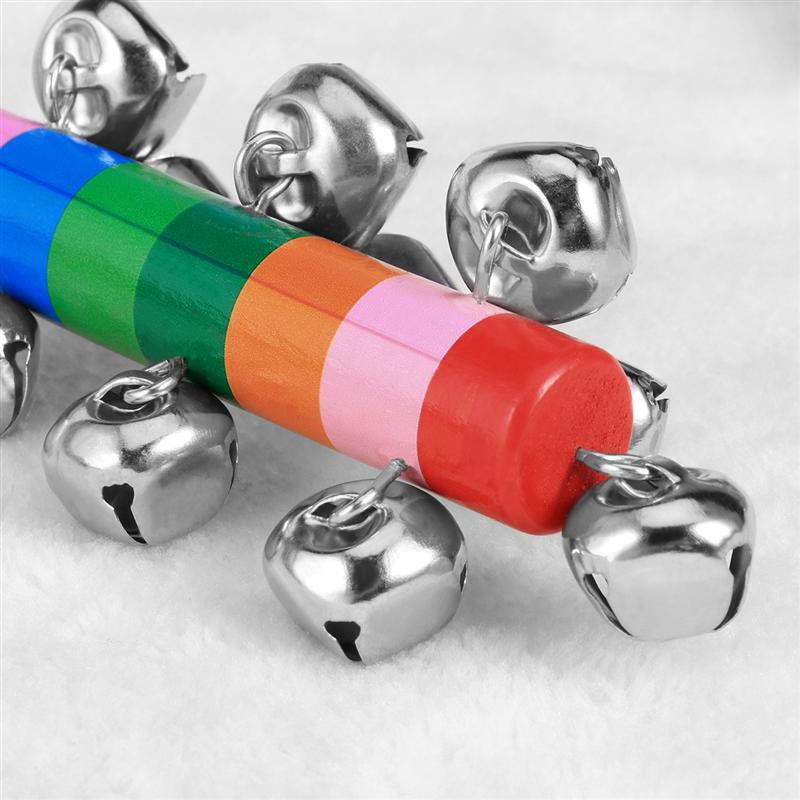 TOYMYTOY 3pcs Baby Kids Toys Jingle Bell Christmas Hand Jingle Bells Children Musical Instrument with Wood Handle
