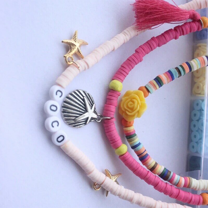 1 boîte de perles multicolores en argile polymère pour la fabrication de bracelets et de colliers L41B