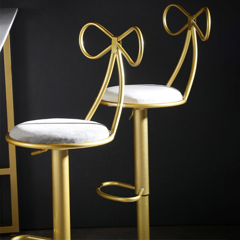 Nórdico cadeira de bar minimalista encosto banquetas de barra luxo forjado liftable rotativa moderno cadeiras de barra de frente pés altos fezes
