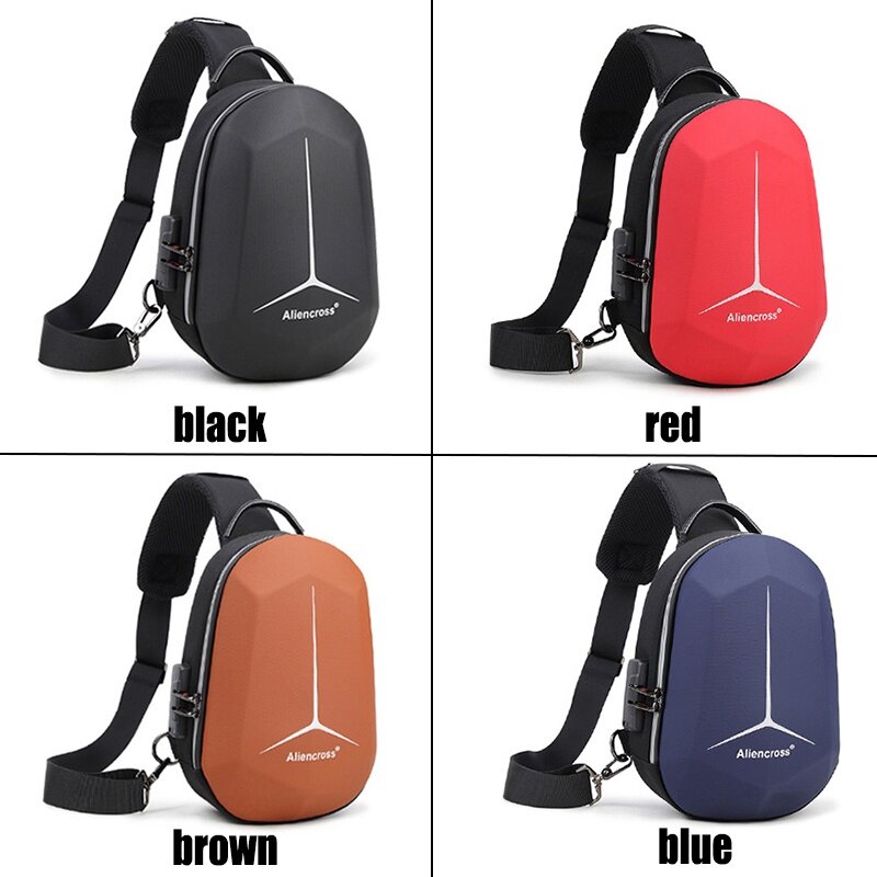 Bolso de negocios informal para hombre, bandolera de pecho multifunción, resistente al agua, con puerto USB, color negro