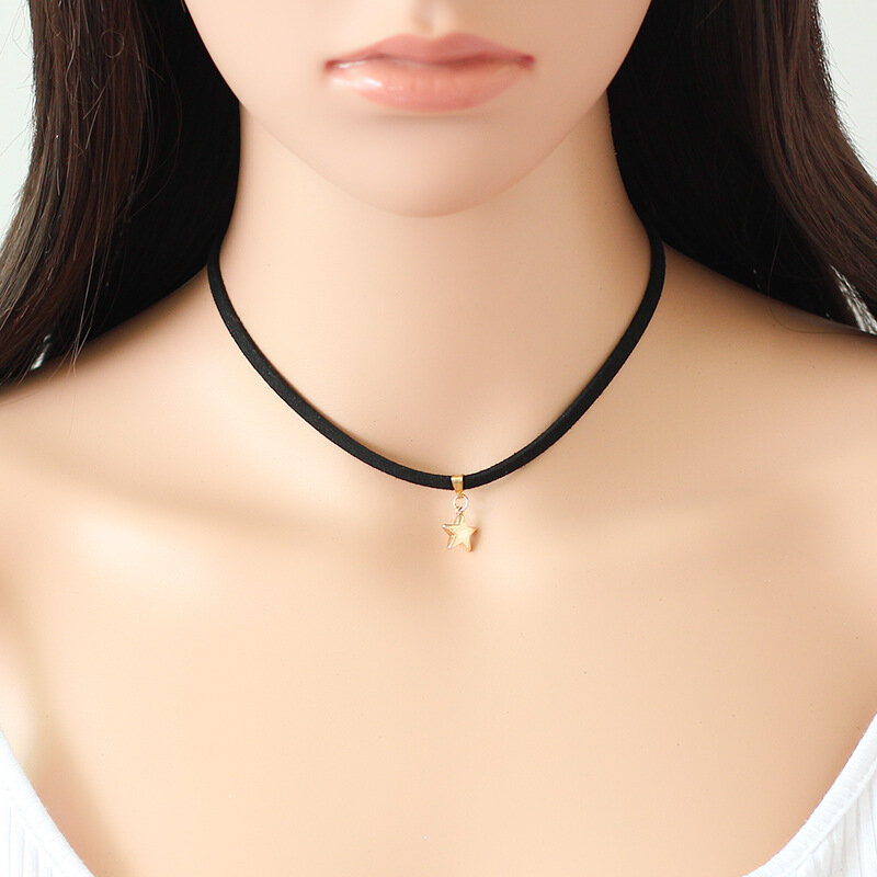 Materiale di flanella moda donna corda corta collana stella pendente catena clavicola accessori per uscite estive regalo di compleanno