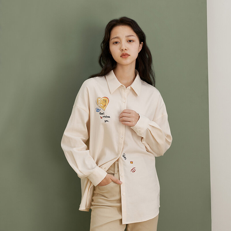 INMAN-Blusa holgada de algodón con manga larga para otoño e invierno, camisa con estampado Vintage de moda