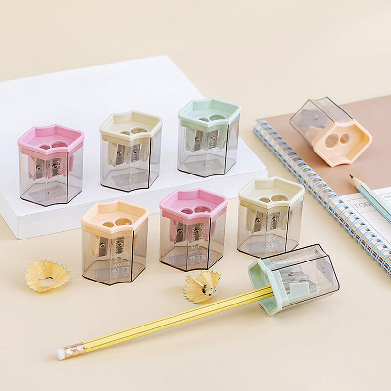 1pcs 더블 홀 연필 깎이 Morandi 메이크업 펜 깎이 소녀 선물에 대 한 다시 학교 용품 편지지