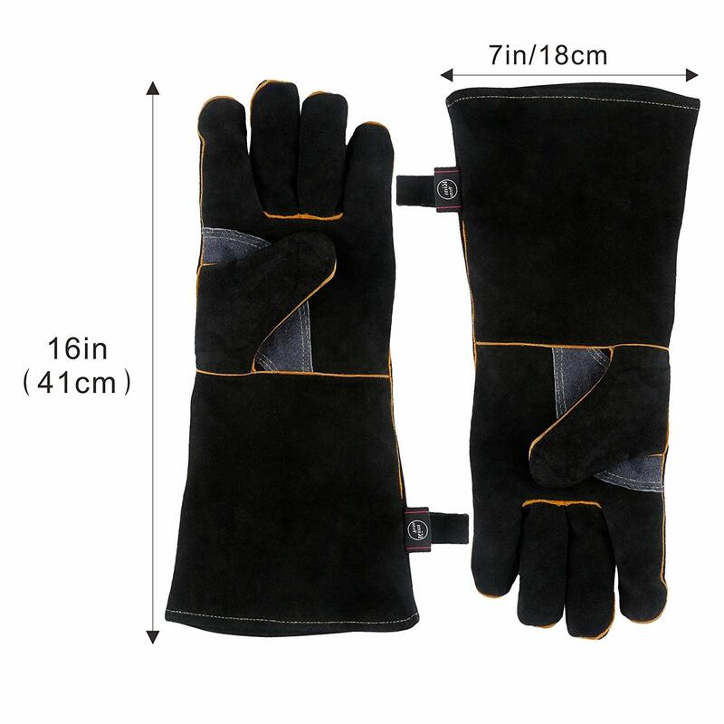 HHPROTECT Leather Welding Gloves Forge/Mig/Stick Heat/Fire Resistant, Mitts for Oven/Grill/Stove/Pot Holder