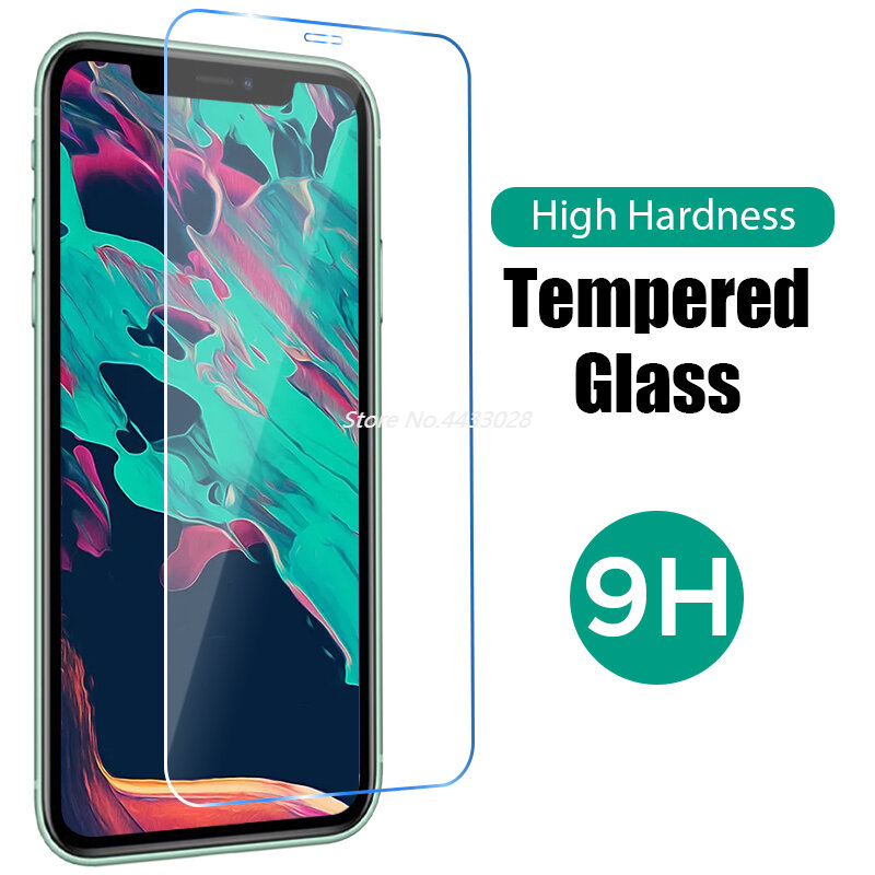 Película protetora de tela de vidro temperado 9h para iphone 12 11 7 8 6 6s 5 5S xs plus pro max mini xr se 2020 x
