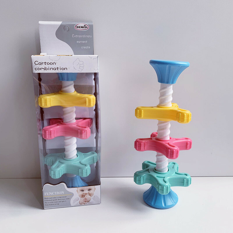 Baby small rainbow torre rotante impilabile grafica colorata interazione genitore-figlio divertente giocattolo per bambini regalo regalo di natale