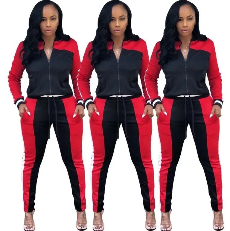 Lady Tracksuit Set Autumn New Women Casual 2019 High Quality 2 Piece Set Solid O-Neck Full Sleeve Full Length sport wear