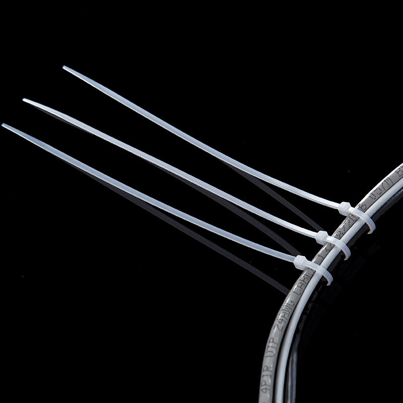 100 ชิ้น/เซ็ตTies UVทนสีดำสีขาวTieกลับRibbon SelfติดNylon Cable Tie Wrap ZipTiesบรรจุ 15/20 ซม.