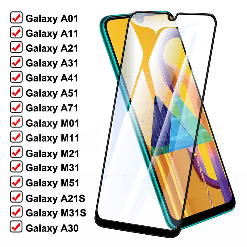 Protecteur d'écran 999D pour Samsung Galaxy, en verre de sécurité pour modèles A01, A11, A21, A31, A41, A51, A71, M01, M11, M21, M31, M51, A30, A50