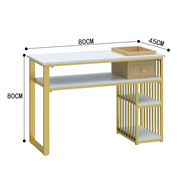 Double-layer solid wood nail table and chair combination nail shop with drawers nail table economical nail table set gold tables