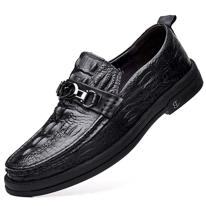Мокасины 3KC868 мужские из ПУ кожи, повседневная обувь с металлической пряжкой, классические туфли, без застежки