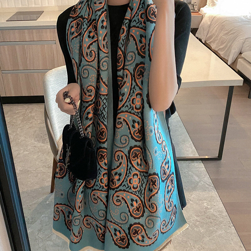 Длинный шарф из имитации кашемира, женская мода, богемная шаль Пейсли в стиле бохо, палантин в этническом стиле, искусственная кожа 180*65 см