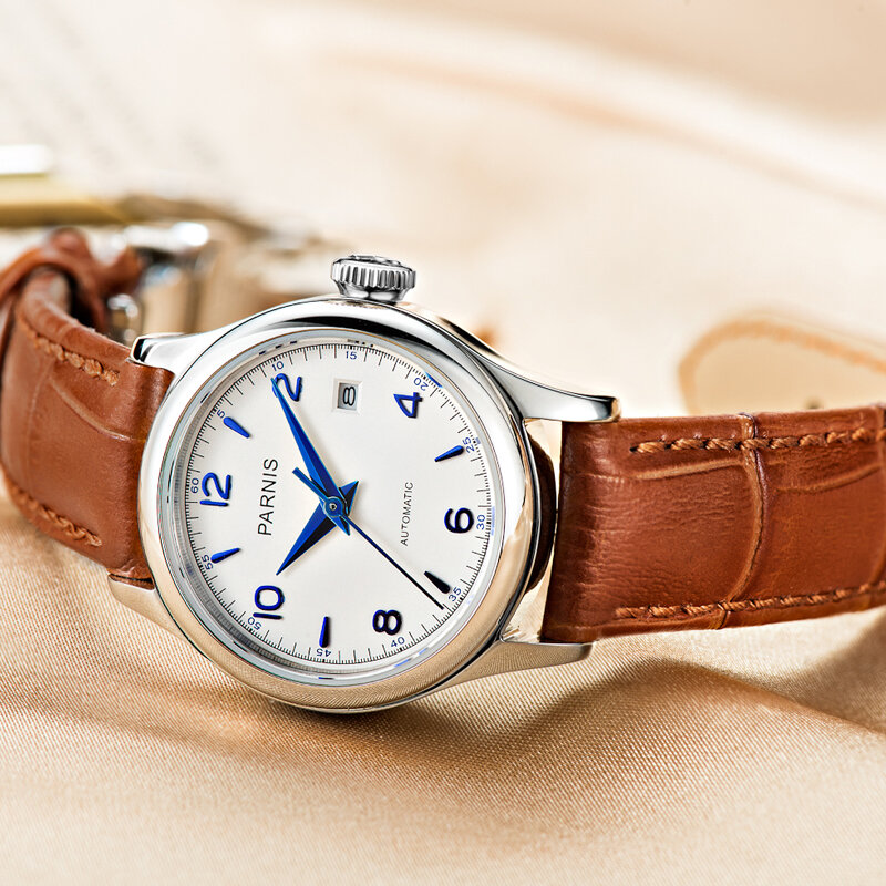 Nieuwe Mode Parnis 26Mm Witte Wijzerplaat Vrouwen Merk Luxe Mechanische Horloges Dames Sapphire Crystal Waterdicht Automatisch Horloge 2022