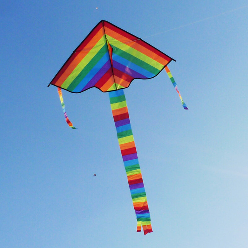 Large Colorful Rainbow Kite Long Tail Nylon Outdoor 30/100m Surf Kids Toys Flying Kid With Kite Kites Outdoor Line For Children