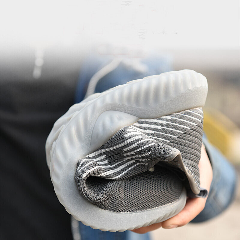 Segurança aço dedo do pé dos homens malha moda puncture-proof botas de trabalho respirável leve sapato militar zapatos seguridad bombeiro