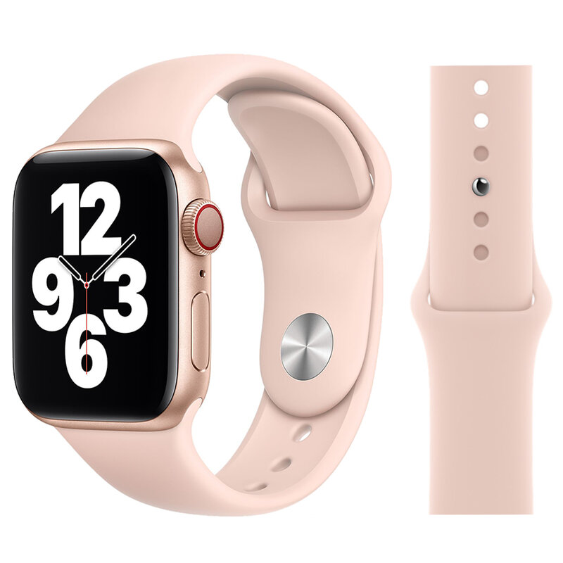 Correa de silicona para Apple watch 7, 44mm, 42mm, 40mm, 38mm, pulsera de goma para reloj inteligente iWatch Series se 6543, accesorios
