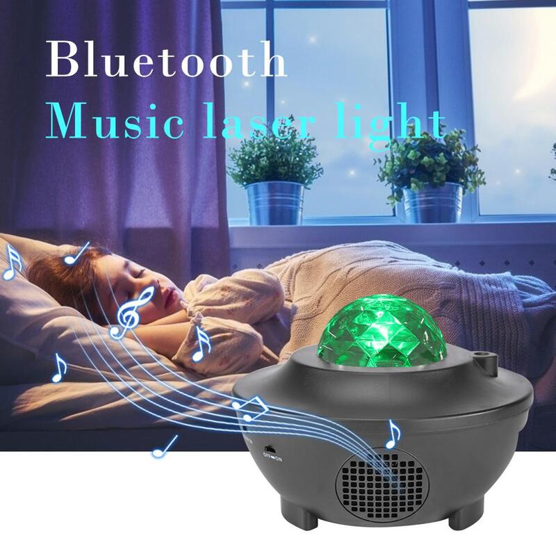 다채로운 별이 빛나는 하늘 갤럭시 프로젝터 물 흔들며 밤 빛 Blueteeth 스피커 USB 스타 라이트 분위기 램프 옆에 침실