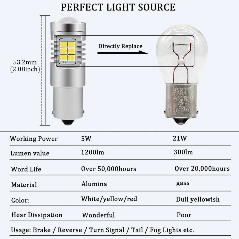 Kammuri (1) branco nenhum erro 1156 p21w lâmpada led para volkswagen vw t4 t5 t5.1 t6 transporter led drl backup lâmpada de luz reversa