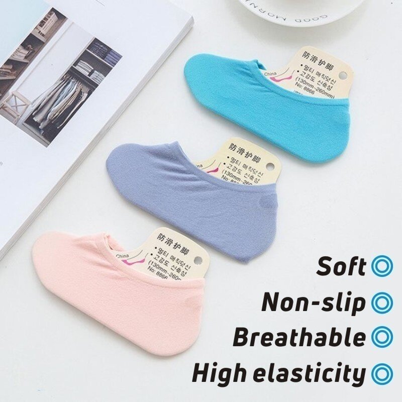 Conjunto de 6 pares de calcetines invisibles para hombre y mujer, de algodón, de corte bajo, antideslizantes, para barco, venta al por mayor