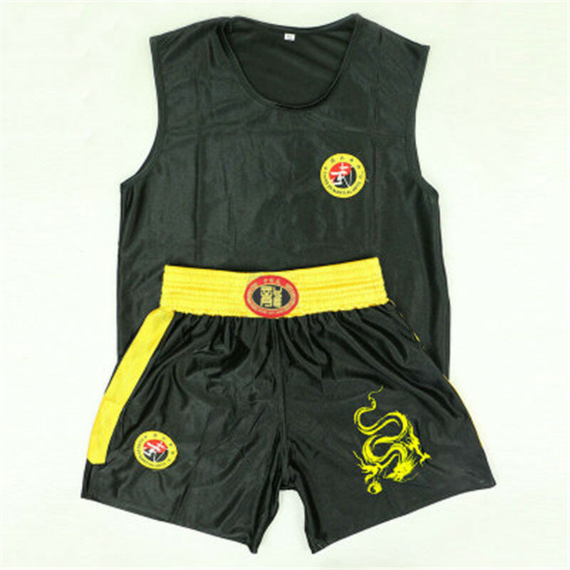 Jiu Jitsu Muay Thai Sanda MMA-pantalones cortos de boxeo con estampado de dragón, uniforme de China, traje de Wushu Chico, conjunto de ropa de boxeo