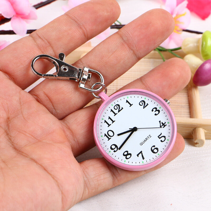 쿼츠 포켓 시계 키 체인 시계 라운드 다이얼 여성을위한 휴대용 간단한 펜던트 NYZ Shop
