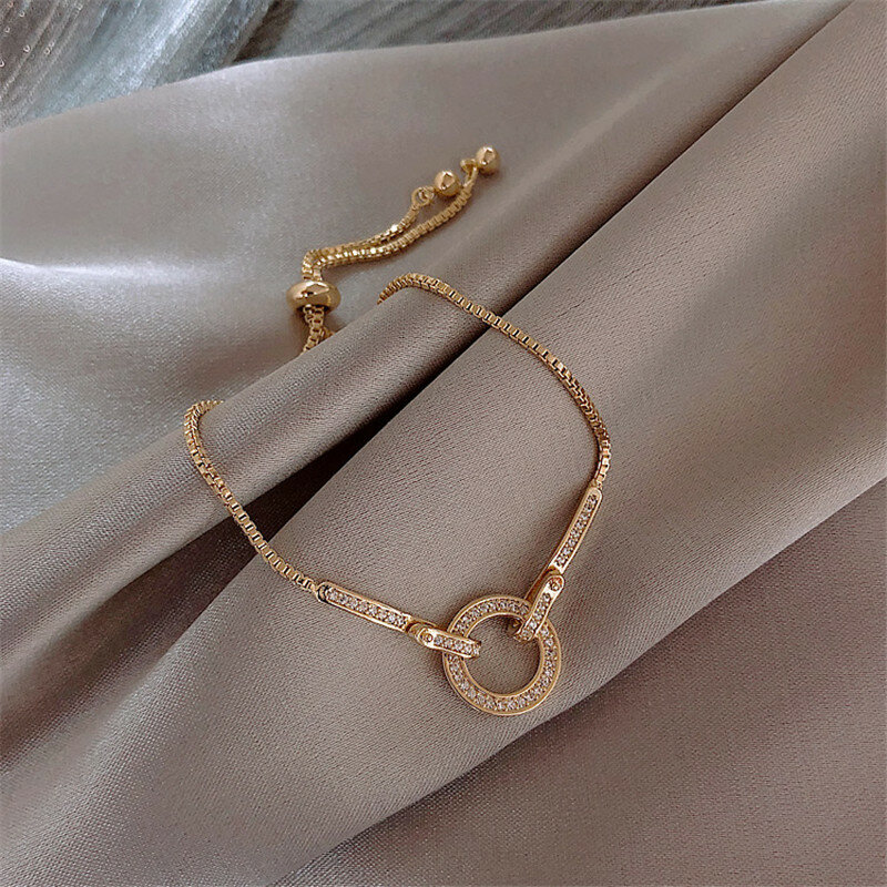 Bracelet à breloque AAA ronde en zircon cubique pour femme, bijoux simple et tendance avec ses cristaux brillants, mode coréenne, cadeau idéal, nouveauté 2019