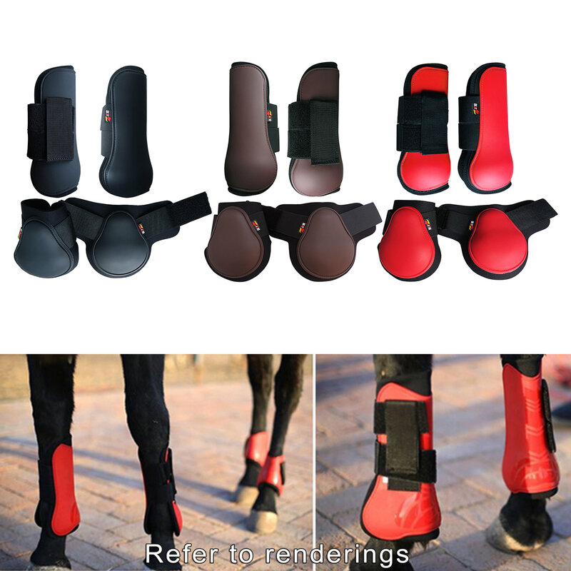 Set Sepatu Bot Fetlock Tendon Kuda dengan 4 Pelindung dan Penjepit Yang Dapat Disesuaikan