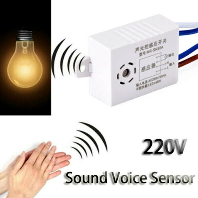 자동 온 오프 지능형 사운드 음성 센서 조명 스위치 모듈 감지기, 복도 욕실 창고 계단용, 220V, 1-40W