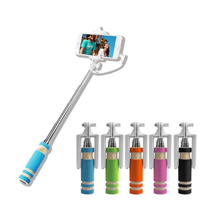 シャッター一体型ワイヤレス自撮り棒,iPhone携帯電話用拡張可能マウントホルダー,1個