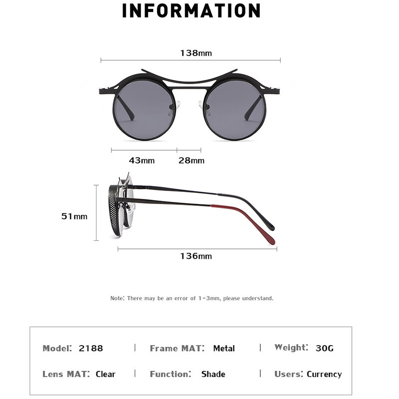 Okrągłe steampunkowe okulary przeciwsłoneczne mężczyźni moda 2021 luksusowych marek kanał okulary dla kobiet Retro Punk metalowa rama wysokiej jakości UV400