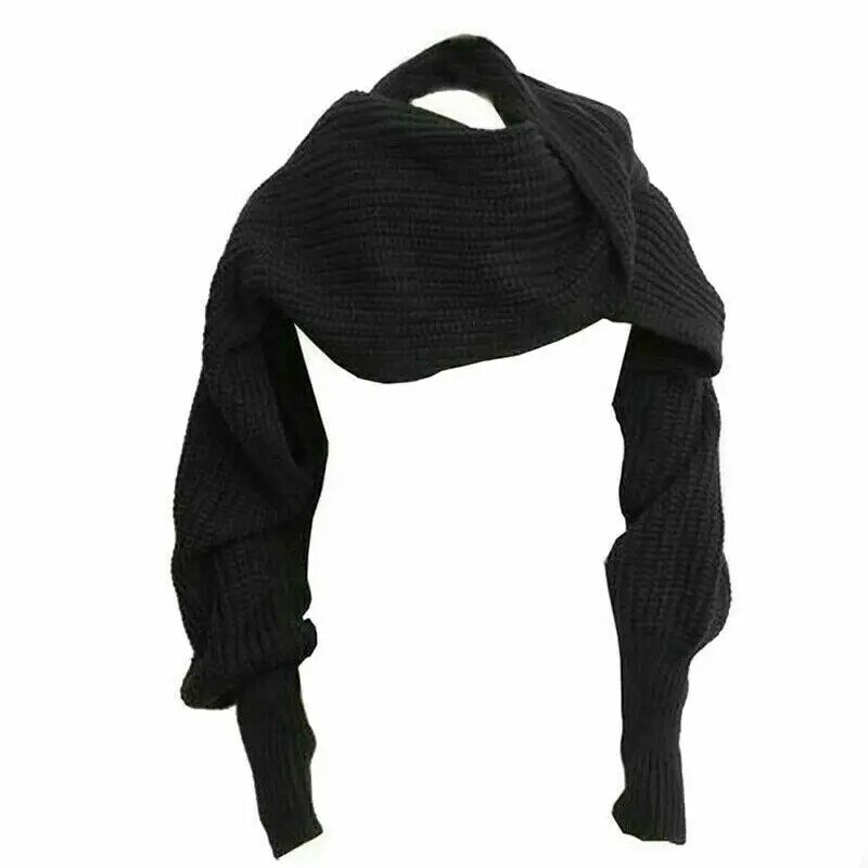 Écharpe tricotée avec manches pour femme, châle chaud, couleur unie, tendance, nouvelle collection hiver 2020