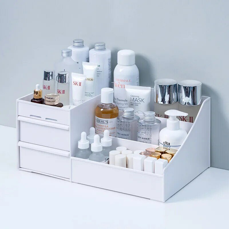 Organizador de maquiagem para cosméticos caixa de armazenamento desktop jóias unha polonês gaveta maquiagem recipiente grande capacidade organizador mesa organiz
