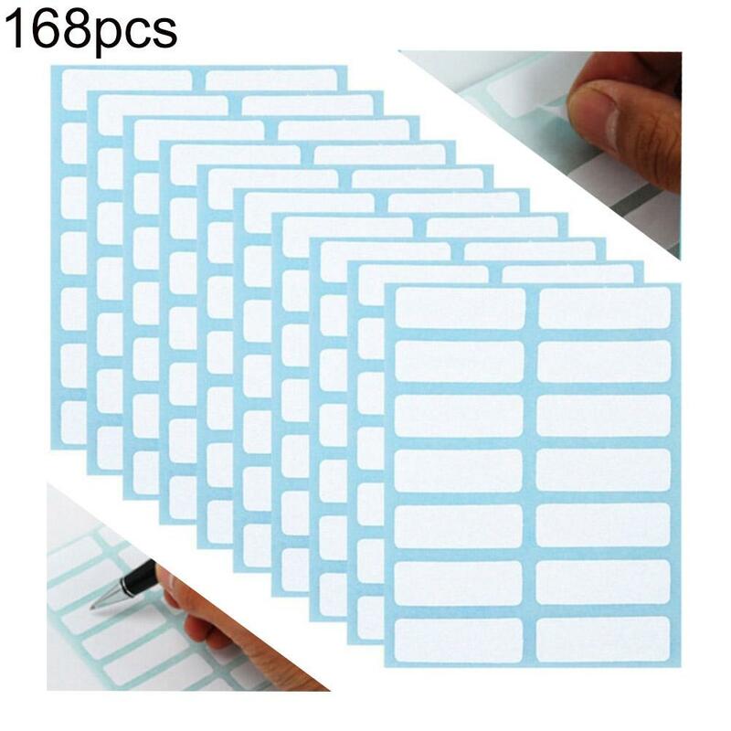 168Pcs Self-Adhesive Labels Blank ชื่อหมายเลขสติกเกอร์นักเรียนสำนักงานเครื่องเขียน